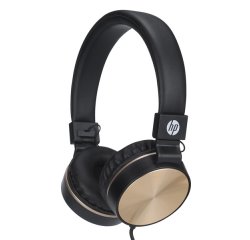 HP DHH-1206 slúchadlá s mikrofónom, ovládanie hlasitosti, čierno-zlatá, klasická typ 3,5mm jack