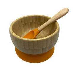 Martons bambusová miska s prísavkou a lyžička 400 ml, Sweet orange