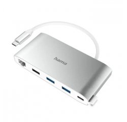 HAMA 200111 USB-C HUB, MULTIPORT, 8 PRIPOJENI, 3X USB-A, 2X USB-C, VGA, HDMI, LAN