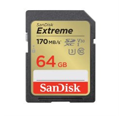 SANDISK EXTREME 64 GB SDXC MEMORY CARD 170 MB/S A 80 MB/S, UHS-I, CLASS 10, U3, V30