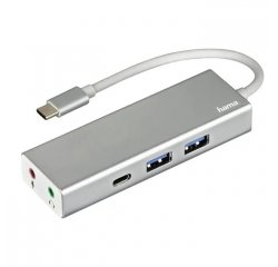 HAMA 135758 USB-C 3.1 HUB ALUMINIUM, 2X USB-A, USB-C, 3,5 MM AUDIO