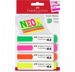 FABER-CASTELL POPISOVAC NA TEXTIL NEON SET 4 FAREBNE, BL