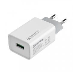 COLORWAY AC NAB. 1XUSB QUICK CHARGE 3.0, 18W, BIELA (CW-CHS013Q-WT)