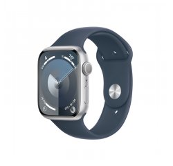 APPLE WATCH SERIES 9 GPS 45MM SILVER ALUMINIUM CASE WITH STORM BLUE SPORT BAND - M/L, MR9E3QC/A