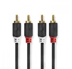 NEDIS STEREO AUDIO KABEL, 2X RCA, KONEKTOR, 2X RCA KONEKTOR, POZLATENY, 5M