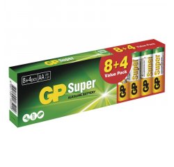 GP SUPER ALKALINE BATTERY 8+4 VALUE PACK (AA LR6, 1.5V)