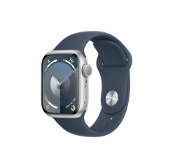 APPLE WATCH SERIES 9 GPS 41MM SILVER ALUMINIUM CASE WITH STORM BLUE SPORT BAND - M/L, MR913QC/A