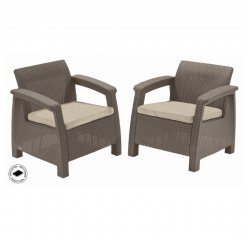 KETER /258977/ CORFU DUO SET 2X ZAHRADNE KRESLO CAPPUCCINO