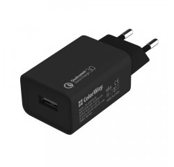 COLORWAY AC NAB. 1XUSB QUICK CHARGE 3.0, 18W, CIERNA (CW-CHS013Q-BK)