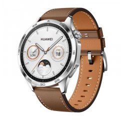 HUAWEI WATCH GT 4 46MM BROWN STRIEBORNA NEREZOVA OCEL S HNEDYM KOZENYM REMIENKOM 55020BGW