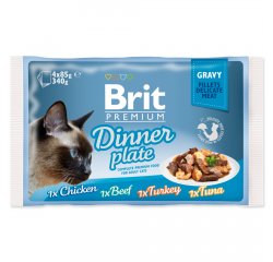 BRIT PREMIUM CAT KAPSICKY DELICATE FILLETS IN GRAVY DINNER PLATE 340G (293-111256)