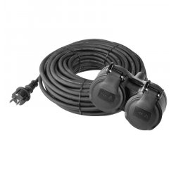 EMOS P0602 PREDLZOVACI KABEL GUMOVY - 2 ZASUVKY, 15M, 3X 1,5MM2, IP44