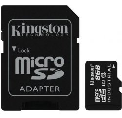 KINGSTON 8GB MICROSDHC UHS-I CLASS 10 INDUSTRIAL TEMP CARD+SD ADAPTER, SDCIT/8GB