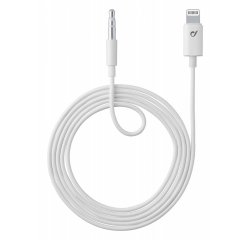 Audio kabel Cellularline Aux Music Cable, konektory Ligtning + 3,5 mm jack, MFI certifikace, bílý
