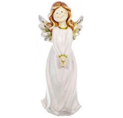 Postavička MagicHome Vianoce, Anjel, keramika, 45 cm