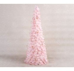 Dekorácia MagicHome Vianoce, Stromček z páperia, ružový, 24x60 cm