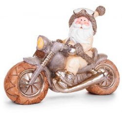 Dekorácia MagicHome Vianoce, Santa na motorke, retro, keramika, 47x18,5x34 cm