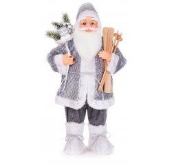 Dekorácia MagicHome Vianoce, Santa stojaci, s lyžami, 60 cm