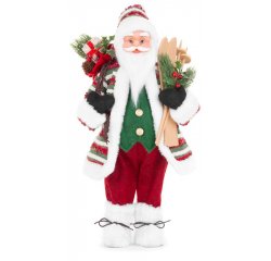 Dekorácia MagicHome Vianoce, Santa s lyžami, 46 cm