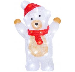 Dekorácia MagicHome Vianoce, Medveď, 30x LED, studená biela, akryl, IP44, exteriér, 19x11,5x30 cm