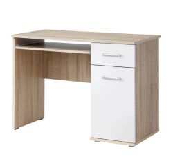 KONDELA PC stôl, dub sonoma/biela, EMIO TYP 6