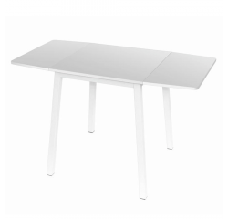 KONDELA Jedálenský stôl, MDF fóliovaná/kov, biela, 60-120x60 cm, MAURO