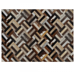 KONDELA Luxusný kožený koberec, hnedá/čierna/béžová, patchwork, 170x240 , KOŽA TYP 2