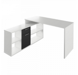 KONDELA PC stôl, biela/čierna, NOE NEW