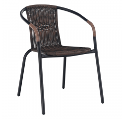 KONDELA Stohovateľná stolička, hnedá/čierny kov, DOREN