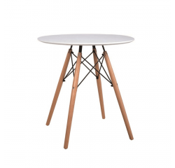 KONDELA Jedálenský stôl,  biela/buk, priemer 60 cm, GAMIN NEW 60