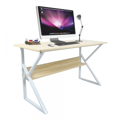 KONDELA Písací stôl s policou, dub prírodný/biela, TARCAL 100