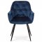 AUTRONIC DCH-421 BLUE4 Jedálenská stolička, poťah morá zamatová látka, kovová 4nohá podnož, čierny lak
