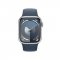 APPLE WATCH SERIES 9 GPS 41MM SILVER ALUMINIUM CASE WITH STORM BLUE SPORT BAND - S/M, MR903QC/A