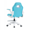 KONDELA Otočná stolička s podnožou, modrá/biela, RAMIL